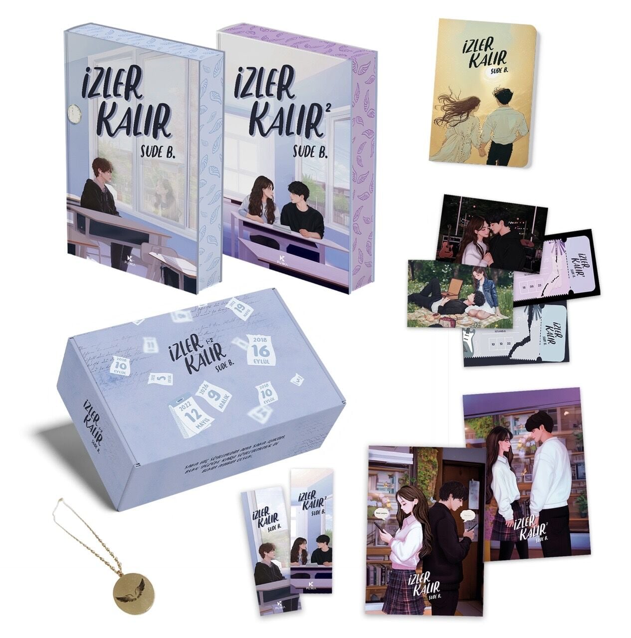 KENAR BOYAMALI KOLYELİ KUTULU İZLER KALIR 1-2 CİLTLİ SET-SUDE B.